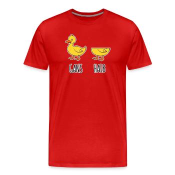 Gans - Halb - Ganze Gans halbe Gans Flachwitz HAHA - Männer Premium Bio T-Shirt - Rot - Vorne - Damien (186cm)