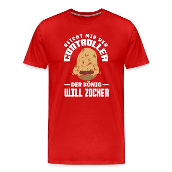 Hands me the controller – King wants to play - Men's Premium Organic T-Shirt - red - Front - Damien (186cm)