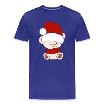Teddy bear with winter hat Santa hat - Men's Premium Organic T-Shirt - royal blue - Front - Damien (186cm)