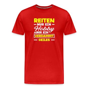 hobby horse girl riding pony fans rider - Men's Premium Organic T-Shirt - red - Front - Damien (186cm)