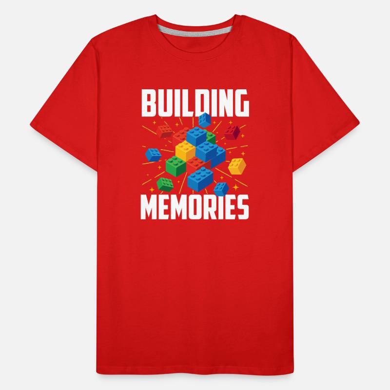 Construire des souvenirs Constructeur de briques Bâtiment en bloc T-shirt bio Premium Homme