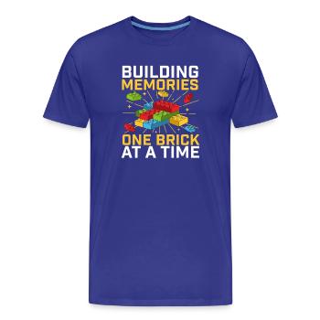 Construire des souvenirs, une brique à la fois Brique  - T-shirt bio Premium Homme - bleu roi - Devant - Damien (186cm)