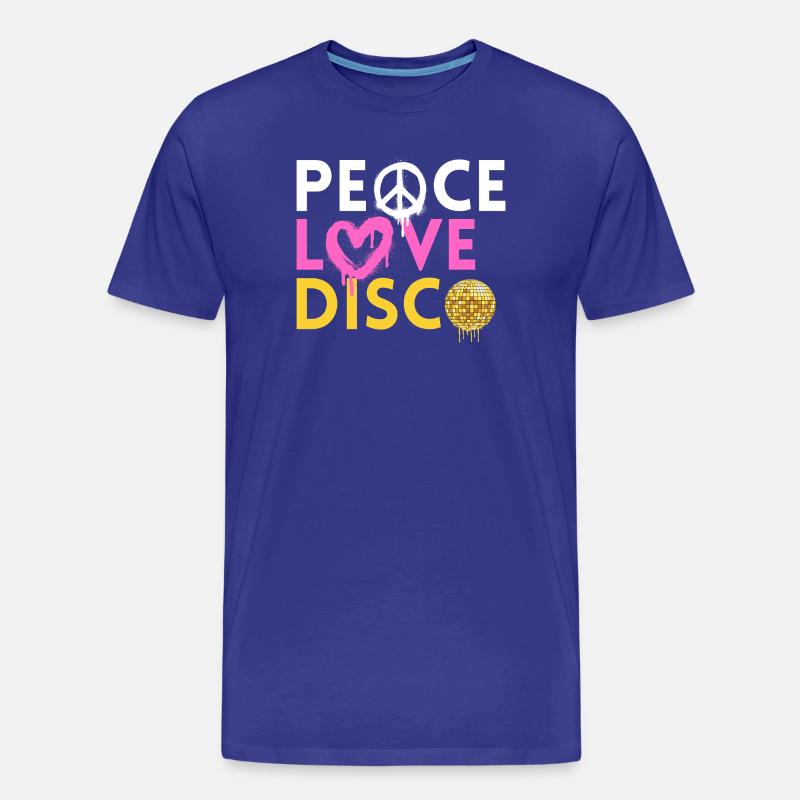Peace Love Disco Retro Neon Style - Männer Premium Bio T-Shirt - Königsblau