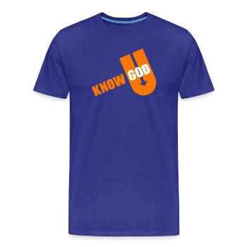 Typographie audacieuse du dieu connu - T-shirt bio Premium Homme - bleu roi - Devant - Damien (186cm)