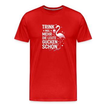 Buvez plus, les gens regardent déjà les flamants roses - T-shirt bio Premium Homme - rouge - Devant - Damien (186cm)