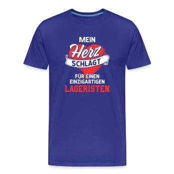 Herz schlägt für einzigartige Lageristen - Männer Premium Bio T-Shirt - Königsblau - Vorne - Damien (186cm)