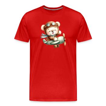 Aviator Teddy - Men's Premium Organic T-Shirt - red - Front - Damien (186cm)