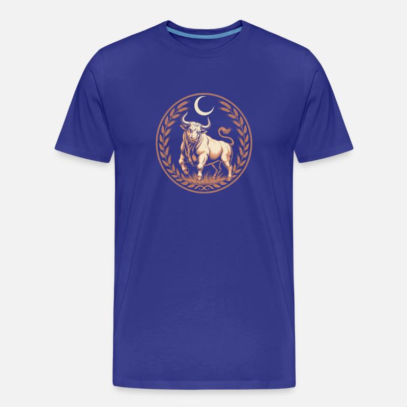 Stier Sternzeichen Mond Lorbeer Kräftiger Taurus - Männer Premium Bio T-Shirt - Königsblau