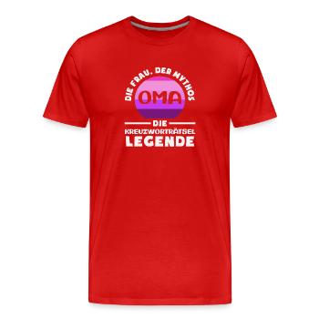 Retro Kreuzworträtsel Oma Frau Legende Humor - Männer Premium Bio T-Shirt - Rot - Vorne - Damien (186cm)