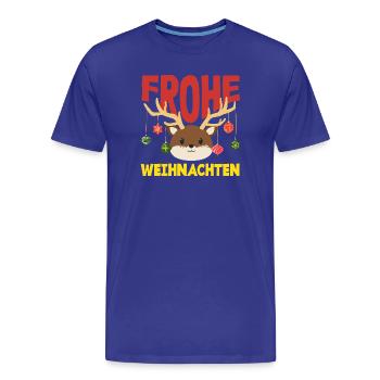 Merry Christmas Corgi with Santa Hat - Men's Premium Organic T-Shirt - royal blue - Front - Damien (186cm)