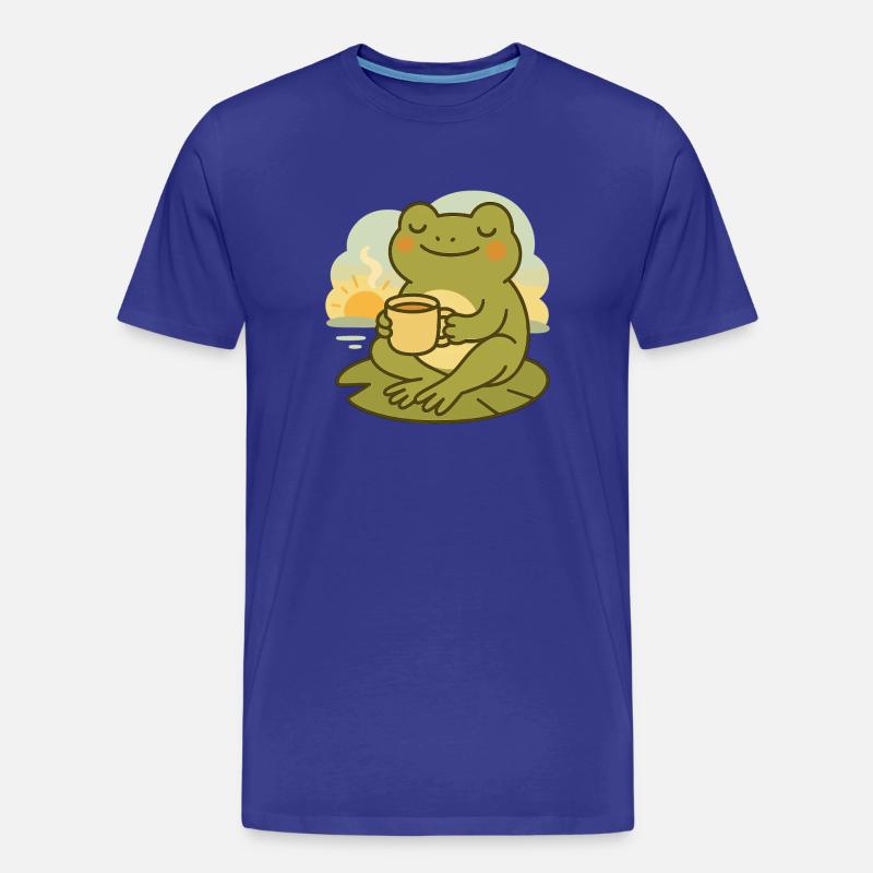 Frosch mit Kaffee – Morgenruhe Design - Männer Premium Bio T-Shirt - Königsblau