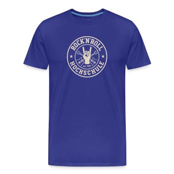 Rock 'n' Roll Hochschule Logo - Männer Premium Bio T-Shirt - Königsblau - Vorne - Damien (186cm)