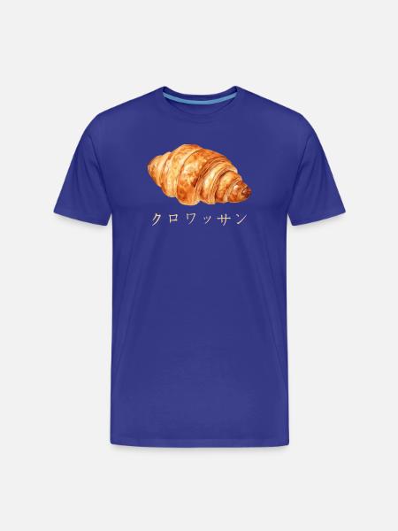 Cute Croissant Japanese Text Design - Men's Premium Organic T-Shirt - royal blue