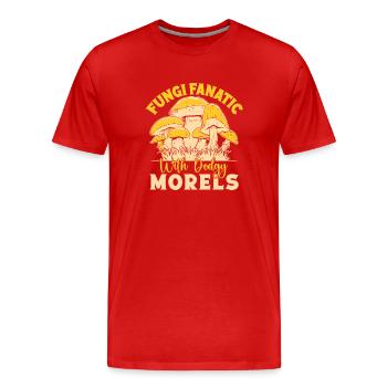 Champignon butineur Chasseur Champignons Fanatique Morille - T-shirt bio Premium Homme - rouge - Devant - Damien (186cm)