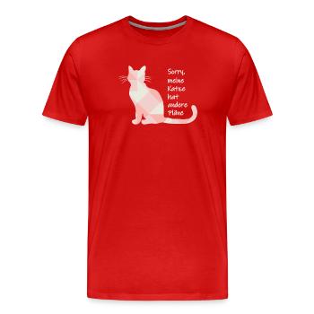 Chat disant - Désolé, mon chat a d’autres projets - T-shirt bio Premium Homme - rouge - Devant - Damien (186cm)