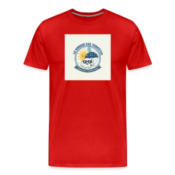 Das Büro der Stürme - Sonne und Regen - Männer Premium Bio T-Shirt - Rot - Vorne - Damien (186cm)