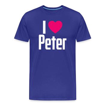 I Love Peter Pink Heart I Love Peter - Men's Premium Organic T-Shirt - royal blue - Front - Damien (186cm)