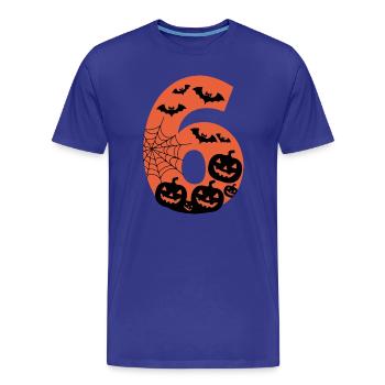 Spooky Halloween Number 6 with Pumpkins and Bats - Men's Premium Organic T-Shirt - royal blue - Front - Damien (186cm)