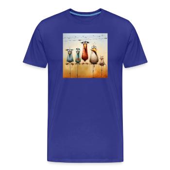 flock of birds on a wire - Men's Premium Organic T-Shirt - royal blue - Front - Damien (186cm)