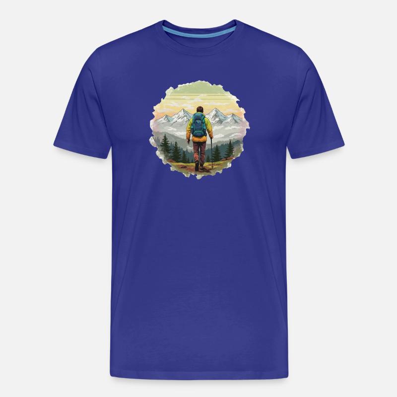 Wanderer am Sunset Mountain Ridge - Männer Premium Bio T-Shirt - Königsblau