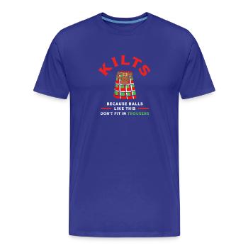 Schottenrock Schottland Ecosse Kilt - T-shirt bio Premium Homme - bleu roi - Devant - Damien (186cm)