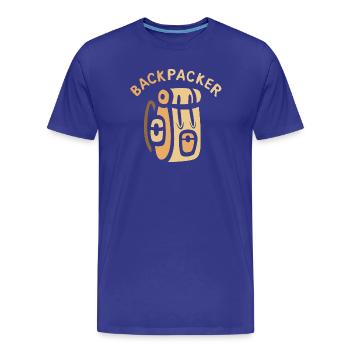 Backpacker Comic Rucksack Design - Männer Premium Bio T-Shirt - Königsblau - Vorne - Damien (186cm)