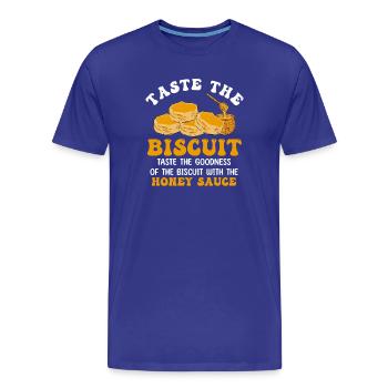 T-shirt à trempette au miel et au biscuit - T-shirt bio Premium Homme - bleu roi - Devant - Damien (186cm)