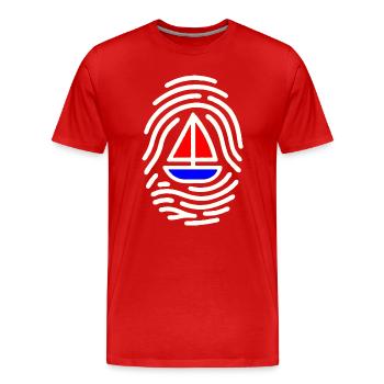Conception de voilier à empreintes digitales - T-shirt bio Premium Homme - rouge - Devant - Damien (186cm)