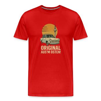 Original aus’m Osten – DDR Trabi Kultdesign mit Fe - Männer Premium Bio T-Shirt - Rot - Vorne - Damien (186cm)