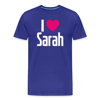 J’aime Sarah Pink Heart J’aime Sarah - T-shirt bio Premium Homme - bleu roi - Devant - Damien (186cm)