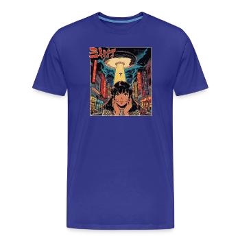Manga UFO Invasion Neon Stadt  - Männer Premium Bio T-Shirt - Königsblau - Vorne - Damien (186cm)