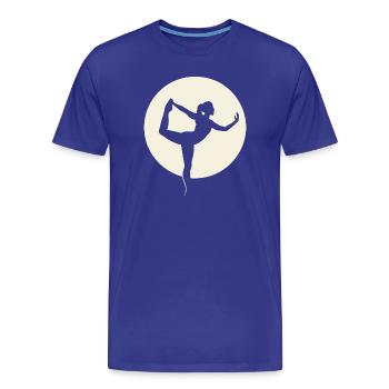 Yoga Silhouette Tänzer Pose vor Mond - Männer Premium Bio T-Shirt - Königsblau - Vorne - Damien (186cm)
