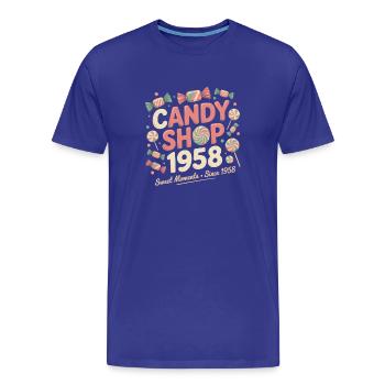 Confiserie Vintage Publicité - T-shirt bio Premium Homme - bleu roi - Devant - Damien (186cm)