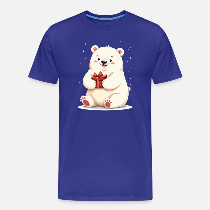 Niedlicher Eisbär mit Geschenkillustration - Männer Premium Bio T-Shirt - Königsblau