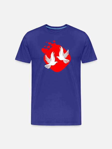Dove of love on red background - Men's Premium Organic T-Shirt - royal blue