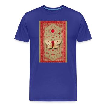 Papillon de nuit alchimique sur sceaux sacrés - T-shirt bio Premium Homme - bleu roi - Devant - Damien (186cm)