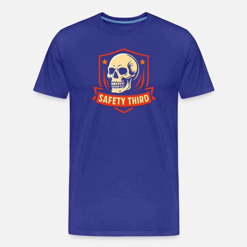 Sicherheit Dritte Abzeichen Schädel Safety Third - Männer Premium Bio T-Shirt - Königsblau