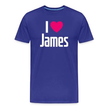 I Love James Pink Heart I Love James - Men's Premium Organic T-Shirt - royal blue - Front - Damien (186cm)