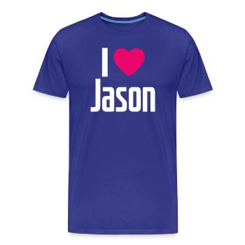 J’aime Jason Pink Heart J’aime Jason - T-shirt bio Premium Homme - bleu roi - Devant - Damien (186cm)