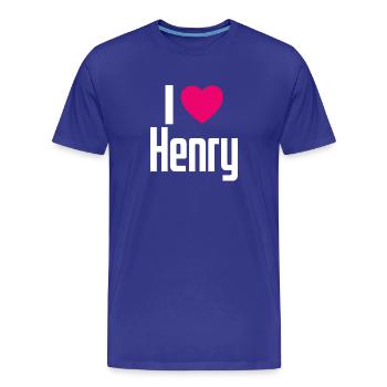 I Love Henry Pinkes Herz Ich liebe Henry - Männer Premium Bio T-Shirt - Königsblau - Vorne - Damien (186cm)