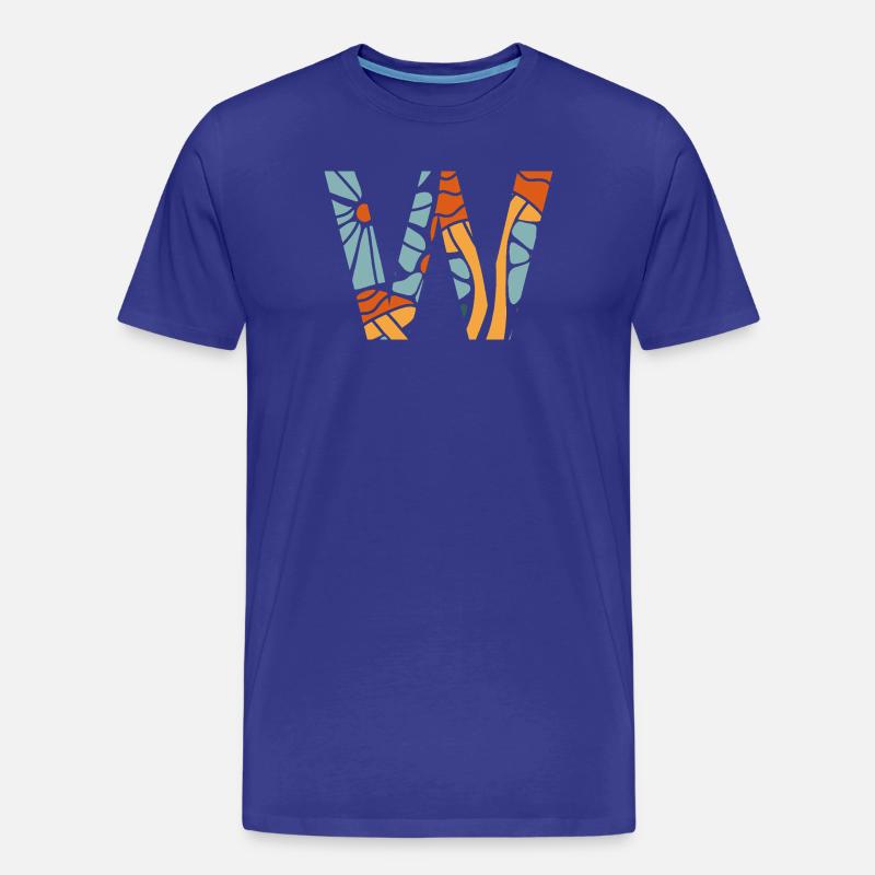 Buchstabe w groovy Blumen Geschenkidee - Männer Premium Bio T-Shirt - Königsblau