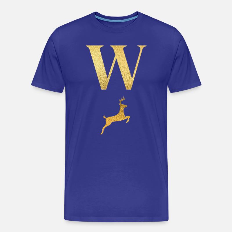 Buchstabe w Goldener Hirsch - Geschenkidee - Männer Premium Bio T-Shirt - Königsblau