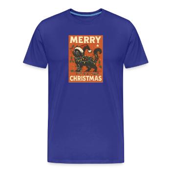 Joyeux Noël chat avec des lumières - T-shirt bio Premium Homme - bleu roi - Devant - Damien (186cm)