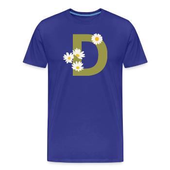 Buchstabe d Grüne Gänseblümchen - Männer Premium Bio T-Shirt - Königsblau - Vorne - Damien (186cm)