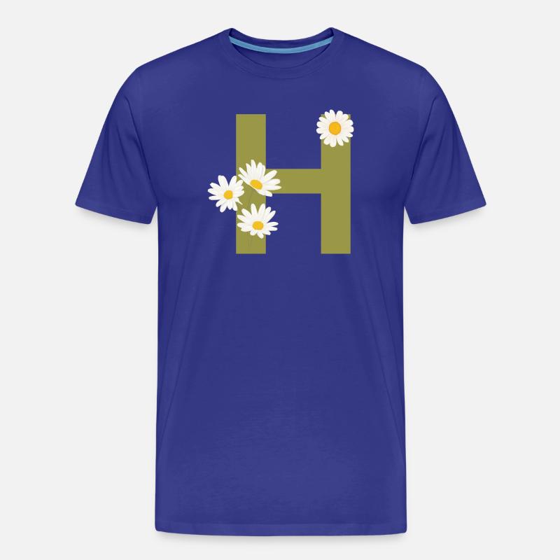 Buchstabe h grüne Gänseblümchen - Männer Premium Bio T-Shirt - Königsblau