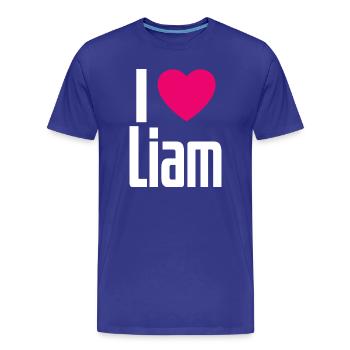 I Love Liam Pinkes Herz Ich liebe Liam - Männer Premium Bio T-Shirt - Königsblau - Vorne - Damien (186cm)
