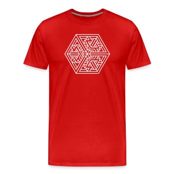 Impossible form – optical illusion for nerds - Men's Premium Organic T-Shirt - red - Front - Damien (186cm)