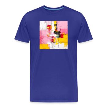 Blocs de couleur abstraits Rose Jaune - T-shirt bio Premium Homme - bleu roi - Devant - Damien (186cm)
