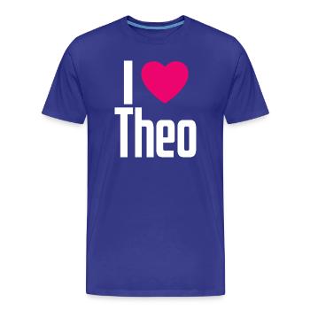 J’aime Théo Cœur Rose J’aime Théo - T-shirt bio Premium Homme - bleu roi - Devant - Damien (186cm)