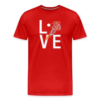 Love Lacrosse Stick Player Passion Sport Lifestyle - Men's Premium Organic T-Shirt - red - Front - Damien (186cm)